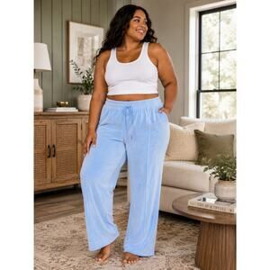 NWT Universal Thread Women's Baby Blue Velour Wide Leg Lounge Pants XXL NWT